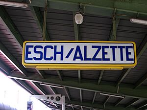 Esch-sur-Alzette station sign