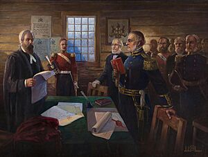 James Douglas Taking the Oath at Fort Langley as First Governor of BC, AD 1858.1925. Oil on canvas