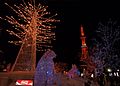 US Navy 060209-N-7526R-205 Illuminated trees and ice sculptures line the streets leading up to Sapporo's TV Tower during the Sapporo Ice Festival