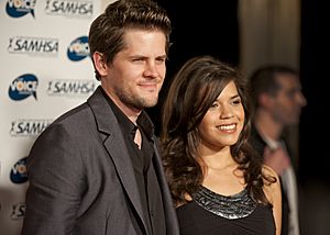 Voice Awards Presenter America Ferrera and Voice Awards Winner Ryan Piers Williams on Red Carpet