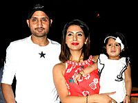 Harbhajan Singh & Geeta Basra at Rakesh Roshan’s birthday bash