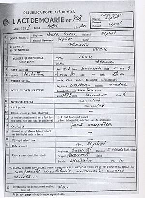 Iuliu Maniu death certificate