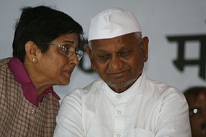 Kiran Bedi with Anna Hazare