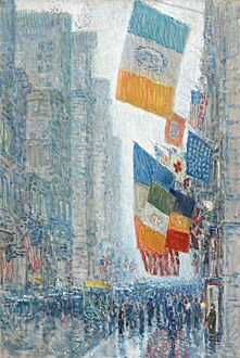 Lincoln's Birthday Flags - 1918, Childe Hassam