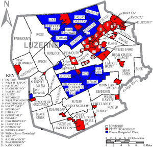 Map of Luzerne County Pennsylvania With Municipal and Township Labels