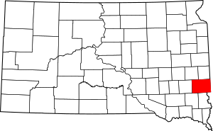 Map of South Dakota highlighting Minnehaha County