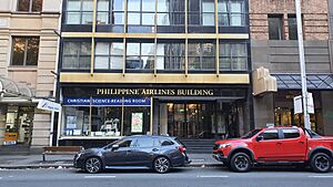 Philippine Airlines building in Sydney-Street sign