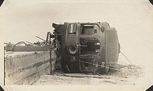 Interurban passenger car off track