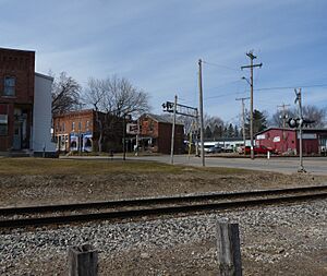 Old buildings around the town's main junction