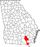 State map highlighting Ware County