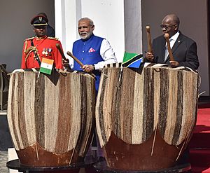 Prime Minister Narendra Modi with President of Tanzania John Magufuli