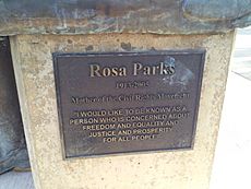 Rosa Parks sculpture (plaque), Eugene, Oregon