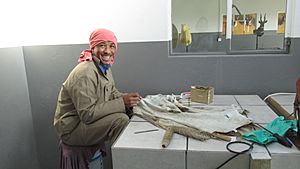 Smiling taxidermist