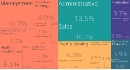 Tree Map of Employment by Occupations in Allegheny County, Pa (2015)