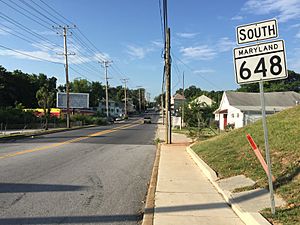 View south along Maryland State Route 648 (Annapolis Road) entering Lansdowne.