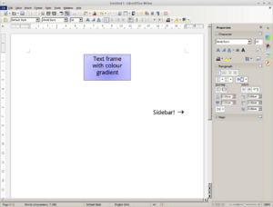 LibreOffice 4.1.5 sidebar and text frame