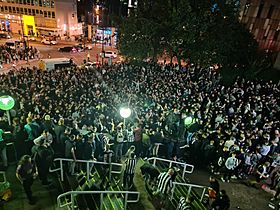 Newcastle United fans gather celebrating new ownership