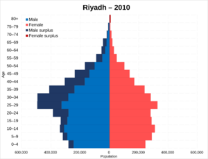 Riyadh population pyramid in 2010