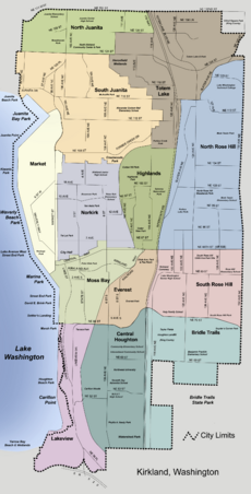 Kirkland, Washington neighborhood map