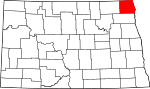 State map highlighting Pembina County