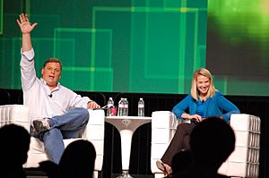 Michael Arrington and Marissa Mayer at TechCrunch Disrupt