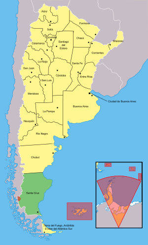 Location of Santa Cruz within Argentina