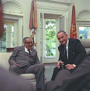 Thurgood Marshall and President Lyndon B. Johnson June 13, 1967 - LBJ Museum C5706-1.jpg