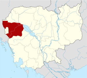 Map of Cambodia highlighting Battambang province