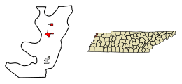 Location of Tiptonville in Lake County, Tennessee.