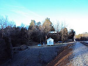 Looking north along the Railroad Tracks at the Old Rockfish Post Office.