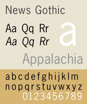 News Gothic specimen