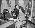 Photograph of President Truman in the Oval Office with the Democratic nominees for President and Vice President... - NARA - 200393