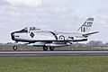 Royal Australian Air Force, on loan to the Temora Aviation Museum, (VH-IPN, former military registration A94-983) CAC Sabre Mk.32 landing at Avalon during the 2015 Australian International Airshow