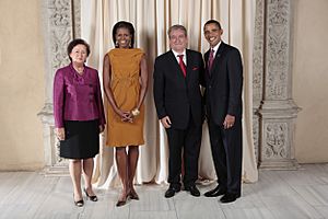 Sali Berisha with Obamas