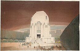 ANZAC War Memorial, Hyde Park - drawing by Charles Bruce Dellit, Architect