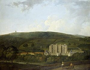Chatsworth House, Richard Wilson - A view of Elizabethan Chatsworth (oil on canvas) - (MeisterDrucke-1404942)