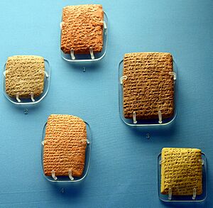 Five Amarna letters on display at the British Museum, LondonA