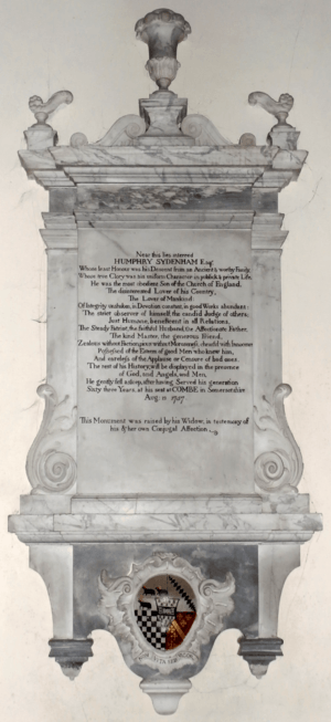 HumphrySydenham Died1757 DulvertonChurch Somerset