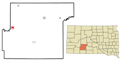 Location in Jackson County and the state of South Dakota