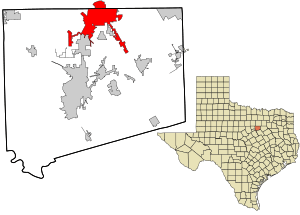 Location in Johnson County and the state of Texas