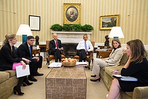 Kathryn Ruemmler, Jack Lew, Sylvia Mathews Burwell and Alyssa Mastromonaco, 2014