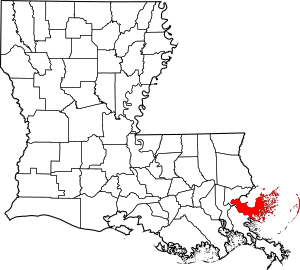 Map of Louisiana highlighting St. Bernard Parish