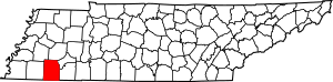 Map of Tennessee highlighting Hardeman County