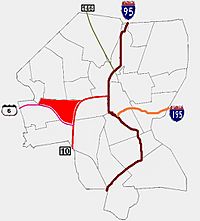 Location of Olneyville within Providence