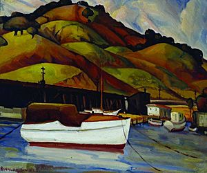 Rinaldo Cuneo, California Hills With White Boat