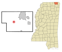 Location of Kossuth, Mississippi