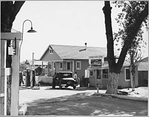 Arvin Kern County, California. Photograph made from the entrance of the Arvin Farm Labor Camp (F.S.A . . . - NARA - 521768