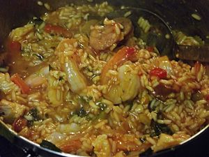 Cooking Jambalaya near done