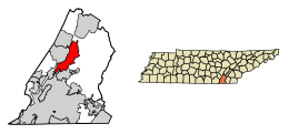 Location of Soddy-Daisy in Hamilton County, Tennessee