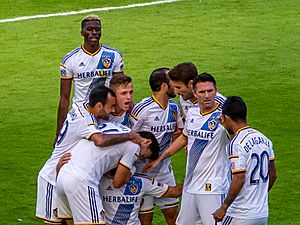 LA Galaxy players celebrate